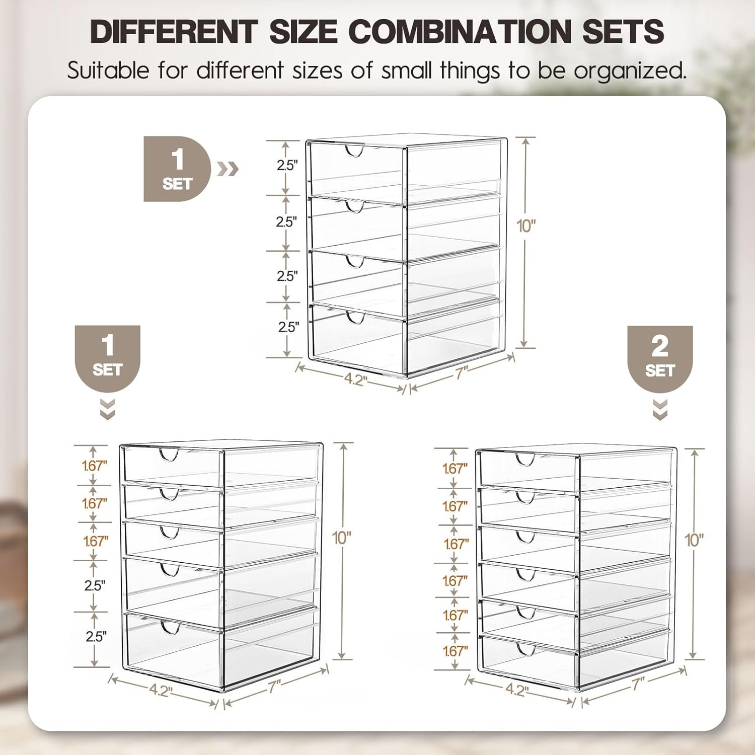 oem odm acrylic drawer organizers - 21 drawers 4 set - clear storage drawers for office supplies - stackable makeup organizer - dustproof desk organizers for makeup, jewelry, pen, stationary factory & wholesale supplier
