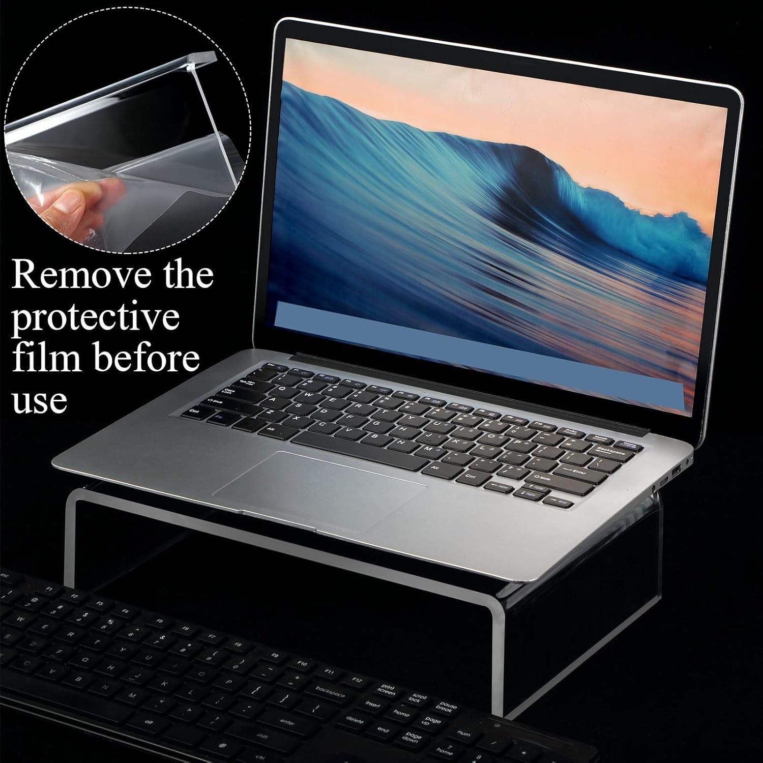 oem odm jetec 2 pcs acrylic monitor stand desktop video acrylic monitor riser desk shelf computer stand for laptop tv computer screen desk organizer teacher's day supplies (clear, 12 x 8 x 3 inch) factory & wholesale supplier