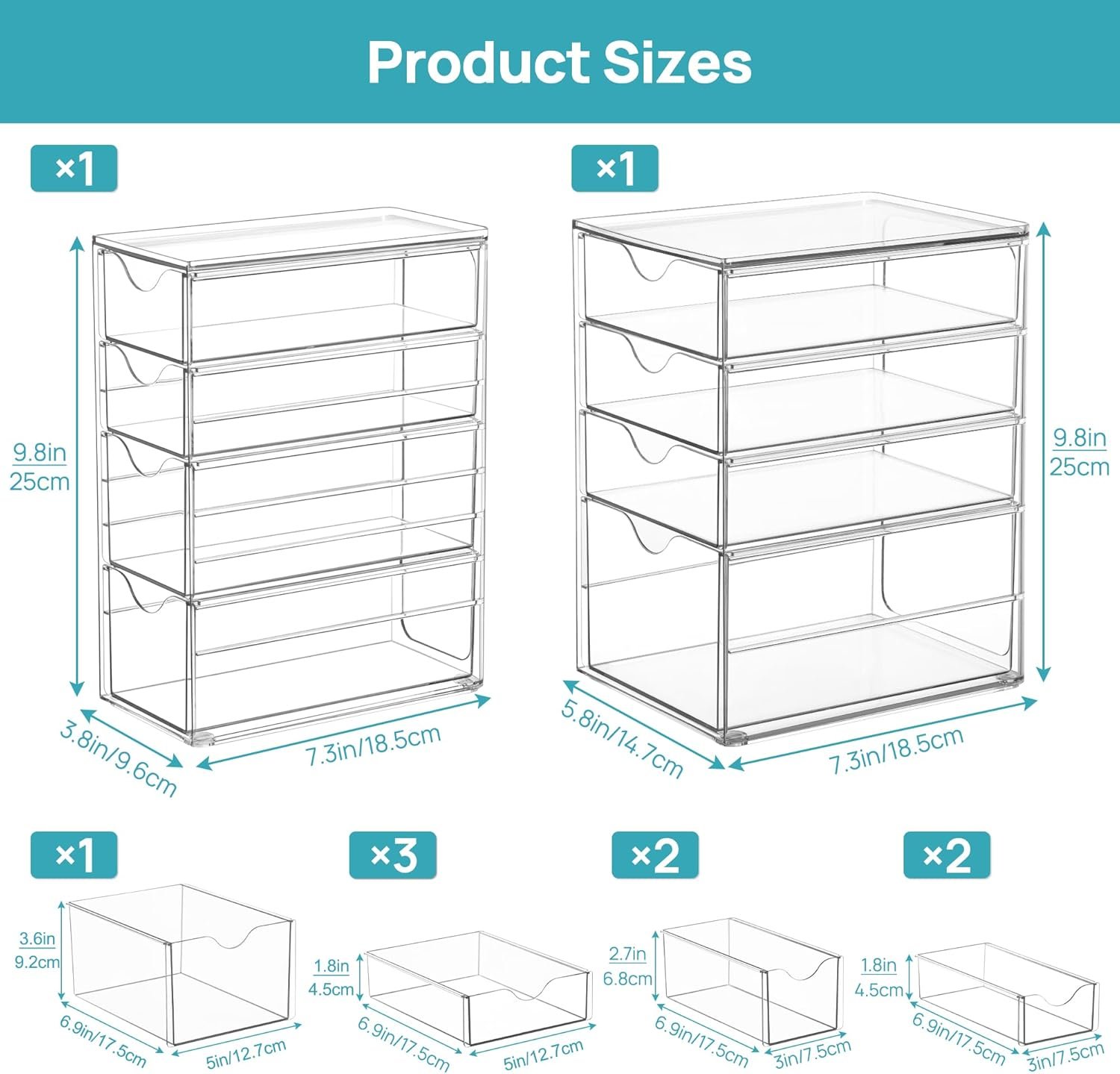 oem odm vtopmart acrylic organizer with 8 drawers, desk organizers and accessories, clear makeup organization, dustproof storage drawers for office art craft supplies factory & wholesale supplier
