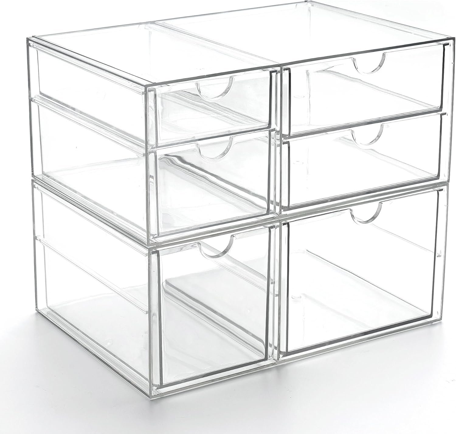 oem odm prsildan acrylic drawer makeup organizer with 6 drawers, set of 2 office desk organizers accessories, clear stackable storage drawers for vanity, countertop, craft, jewelry, art supply organization factory & wholesale supplier