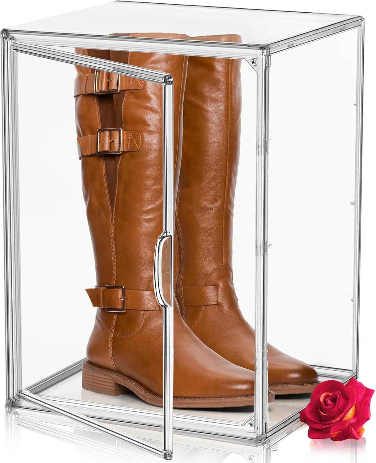 oem odm xx-large acrylic box, extra large boots shoe display case, clear sneaker storage stackable purse handbag organizer shoe boxes with magnetic door factory & wholesale supplier