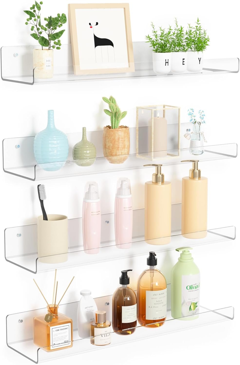 wholesale upsimples 4 pack acrylic shelves for wall storage, 15