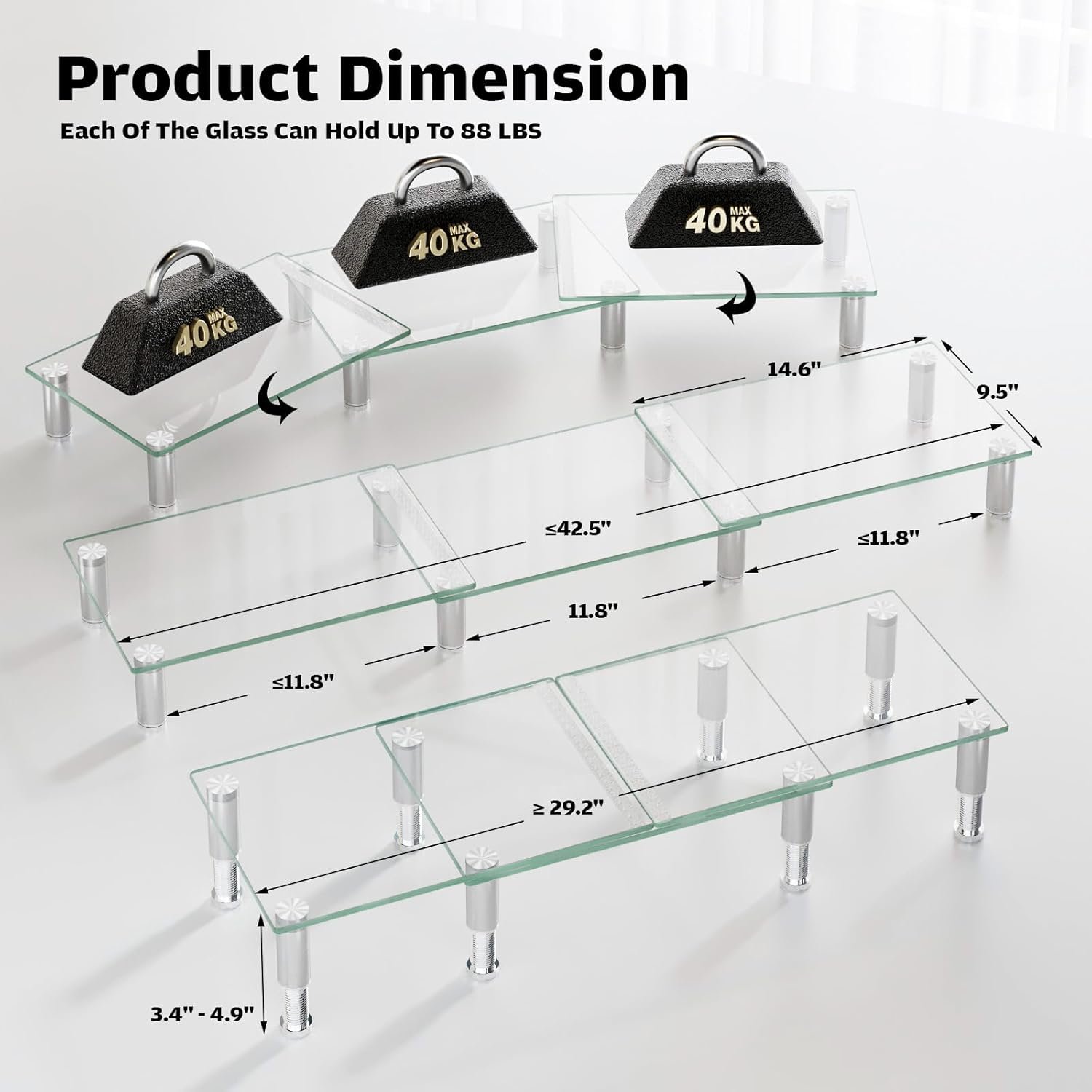 oem odm hemudu dual monitor stand -adjustable length and angle dual monitor riser, desktop organizer for pc, computer, laptop (clear) factory & wholesale supplier