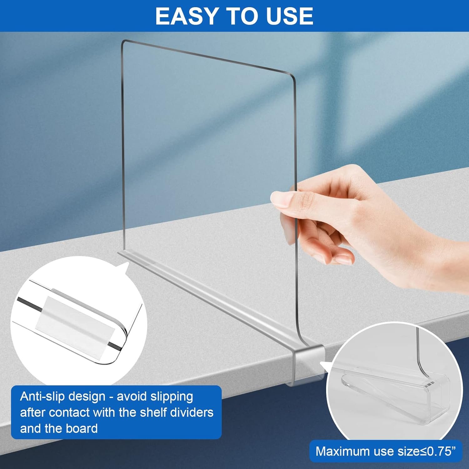 oem odm acrylic shelf dividers for closet organization 6pcs closet shelf divider closet dividers for shelves shelf organizer for closet shelf organizer for wood closet separator clear factory & wholesale supplier