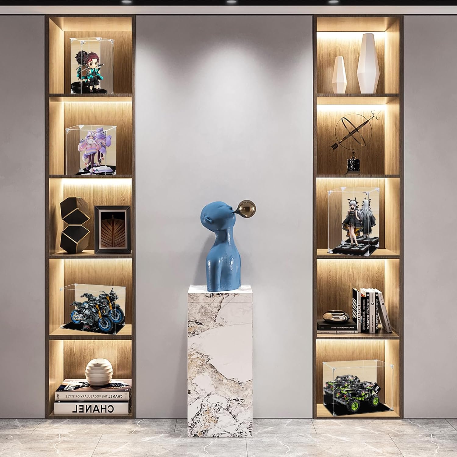 oem odm acrylic display case for collectibles assemble clear acrylic display box with mirrored back, alternative glass case for action figures lego model doll toys display (10x10x15.7 inch; 25x25x40 cm) factory & wholesale supplier