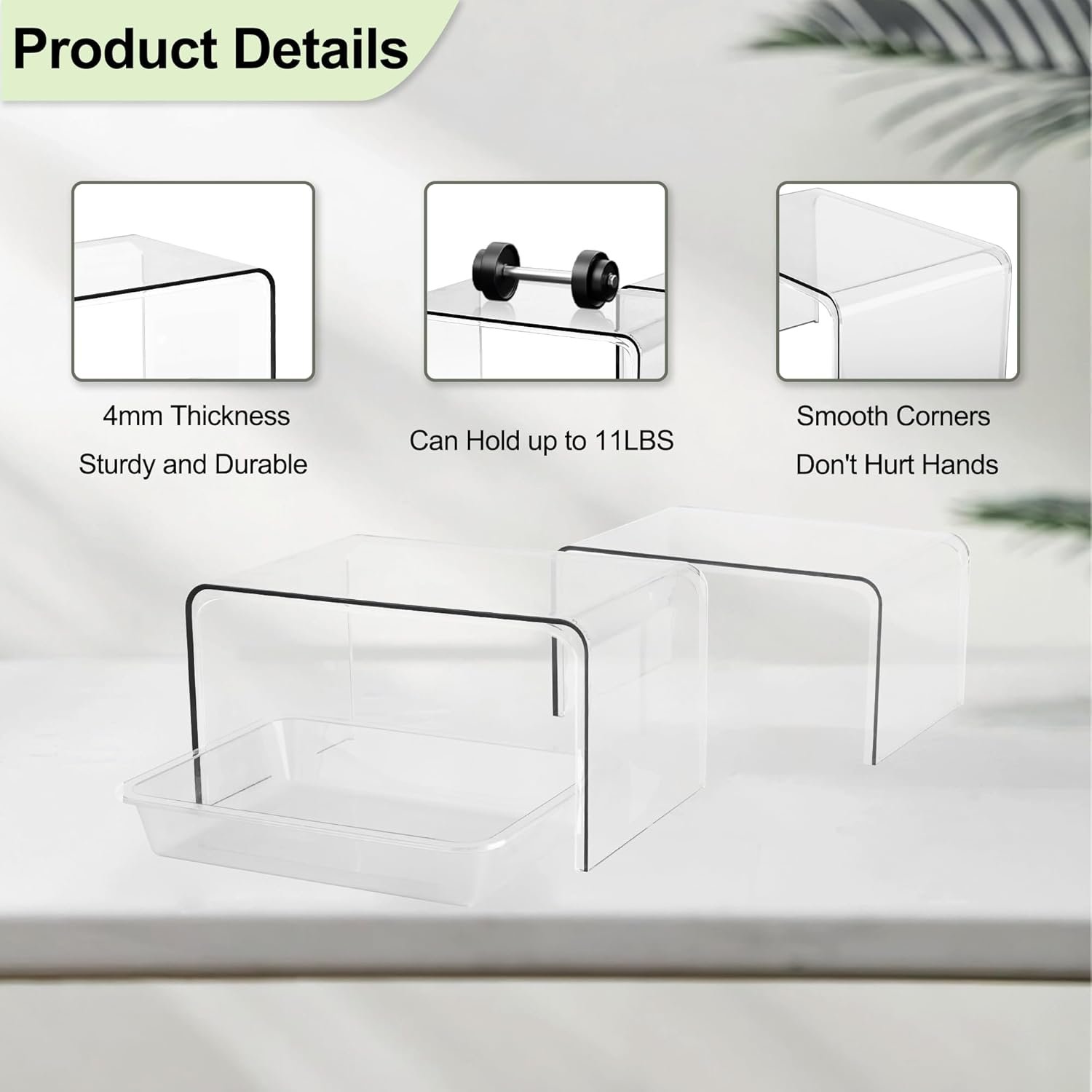 oem odm fjnatinh clear shelf riser, 2pack cabinet organizer shelf kitchen cabinet risers, countertop desk display risers shelves for counter display & spice organization, with tray factory & wholesale supplier