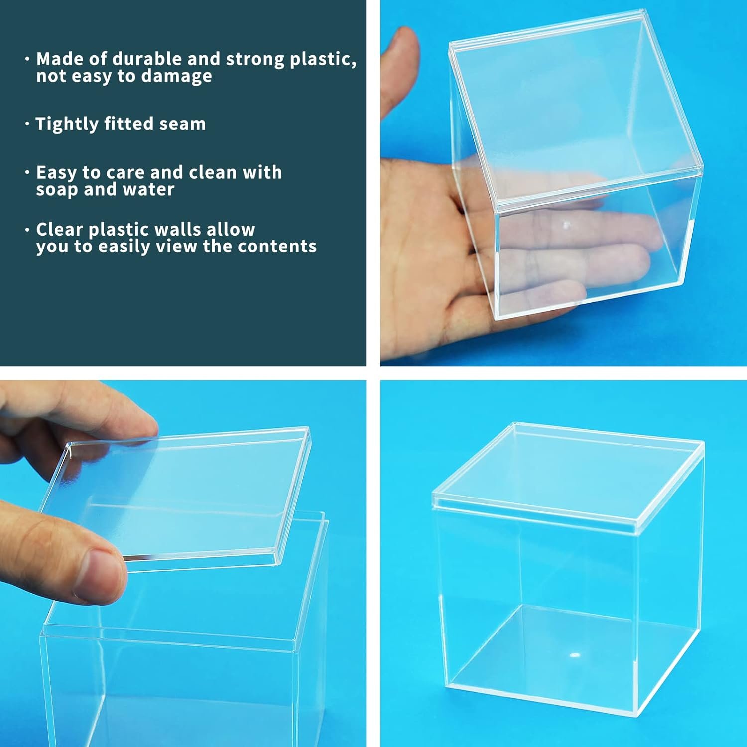oem odm acrylic boxes for display, 3.3x3.3x3.3 inches 4 pack clear plastic favor boxes, small square cube storage containers for candy, jewelry, pill and tiny items factory & wholesale supplier