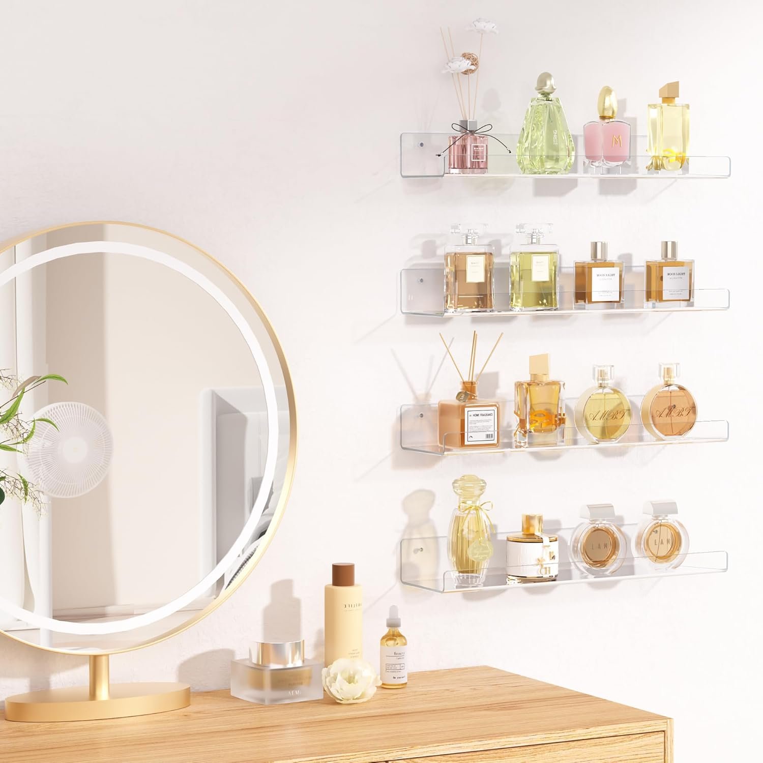 wholesale upsimples 4 pack acrylic shelves for wall storage, 15