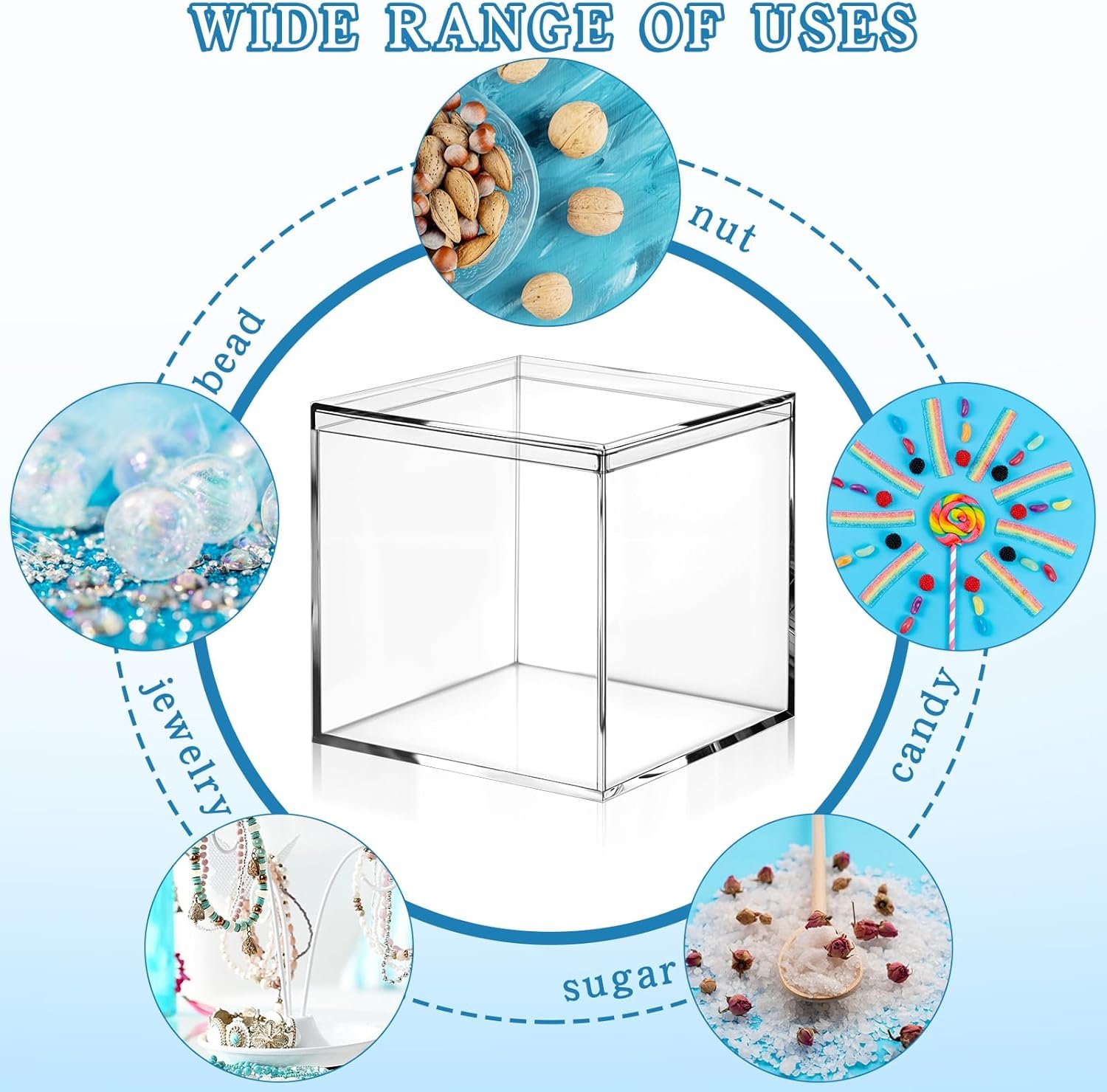 oem odm 12 pcs acrylic square cube 3 x 3 x 3 inches, small clear plastic display boxes with lids, clear acrylic storage square cube boxes, display case container for candy jewelry tiny items factory & wholesale supplier