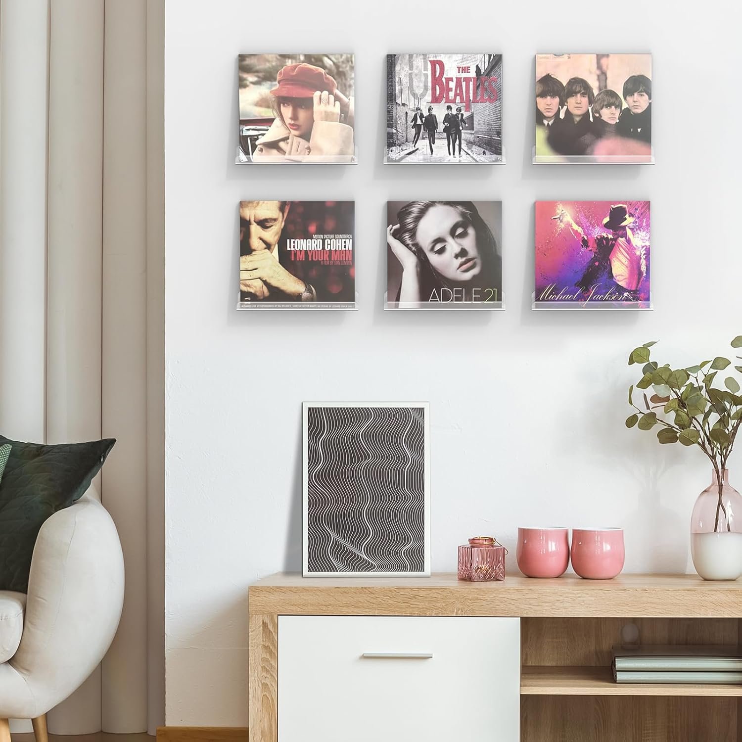 wholesale vinyl record shelf wall mount, 12 pack 12 inch clear acrylic album record holder display, kids bookshelf, floating wall shelves for bathroom, bedroom, living room, kitchen factory & supplier oem odm
