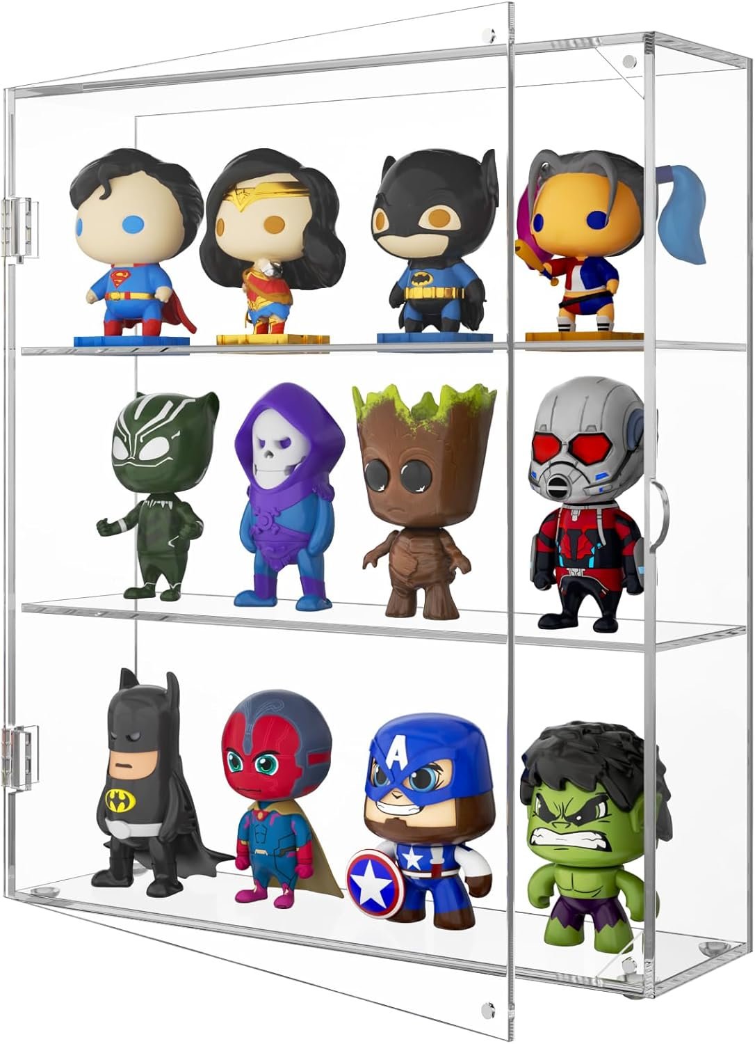 wholesale niubee acrylic display case, clear display case for funko pop figures, wall mounted or desktop dustproof display cabinet box for collectibles ,rock,crystals,mini toys,amiibo (3 tiers) factory & supplier oem odm
