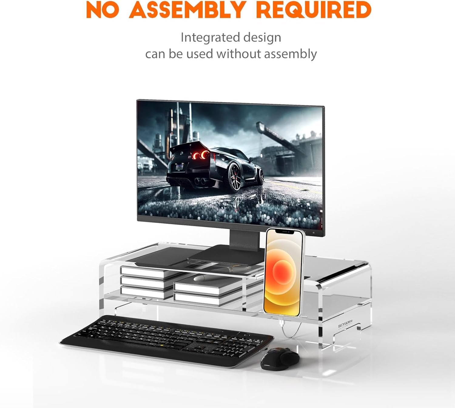 oem odm beygorm acrylic monitor stand riser, wide 20