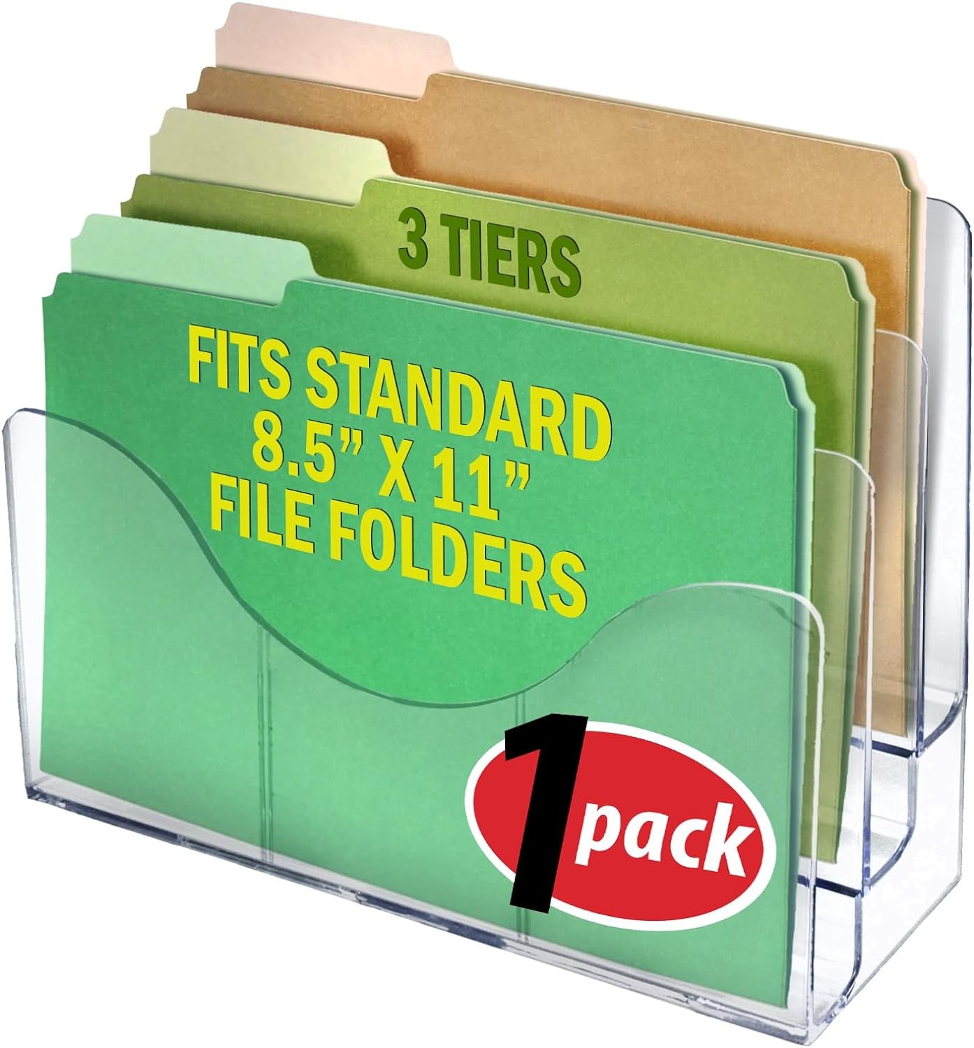 oem odm azar displays 250099 three tier file and brochure desktop wall organizer holder with dividers brochure display stand acrylic file holder, clear factory & wholesale supplier