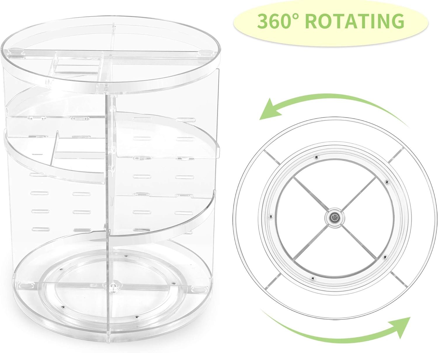 oem odm coyaho 360 rotating makeup organizer, spinning countertop, cosmetic holder shelf, make up organizers and storage for bedroom, transparent factory & wholesale supplier