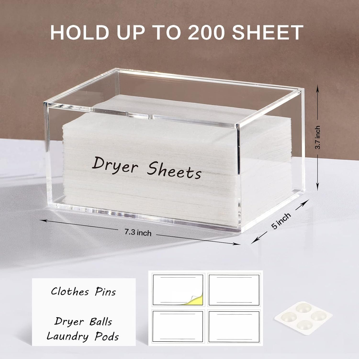 oem odm simetufy dryer sheet holder for laundry room, acrylic laundry clear dryer sheets dispenser container box with lid for organizing fabric dry sheet, laundry pods factory & wholesale supplier