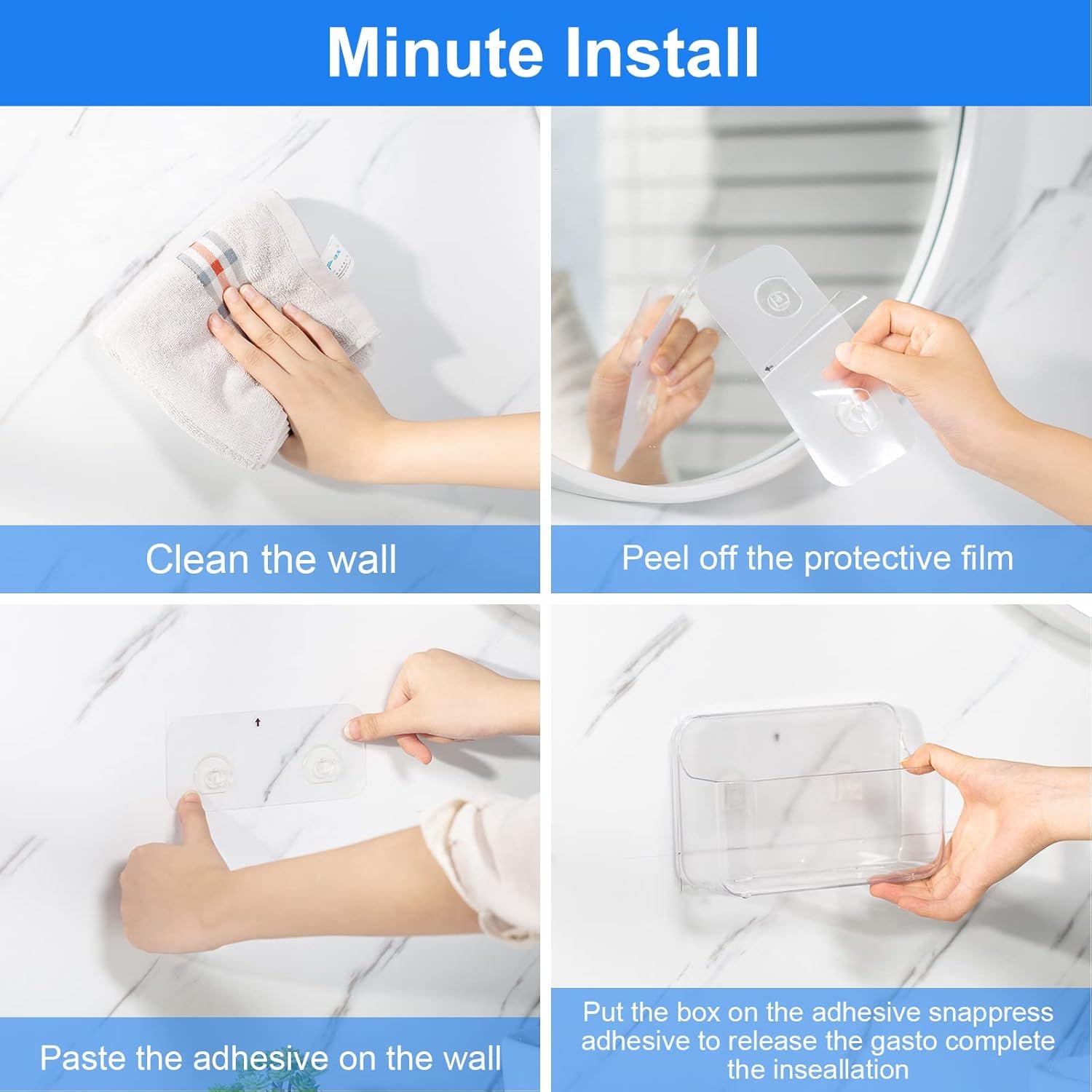 oem odm 2pc acrylic wall mount organizer, adhesive clear cabinet door organizer,acrylic shelves for wall,no drilling hang walls,with self adhesive tape, for bathroom, kitchen, living room factory & wholesale supplier