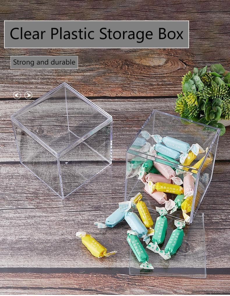 oem odm 8 pcs clear acrylic box with lid, 3.9x3.9x3.9 inch plastic square cube decorative storage boxes for candy pill and tiny jewelry factory & wholesale supplier