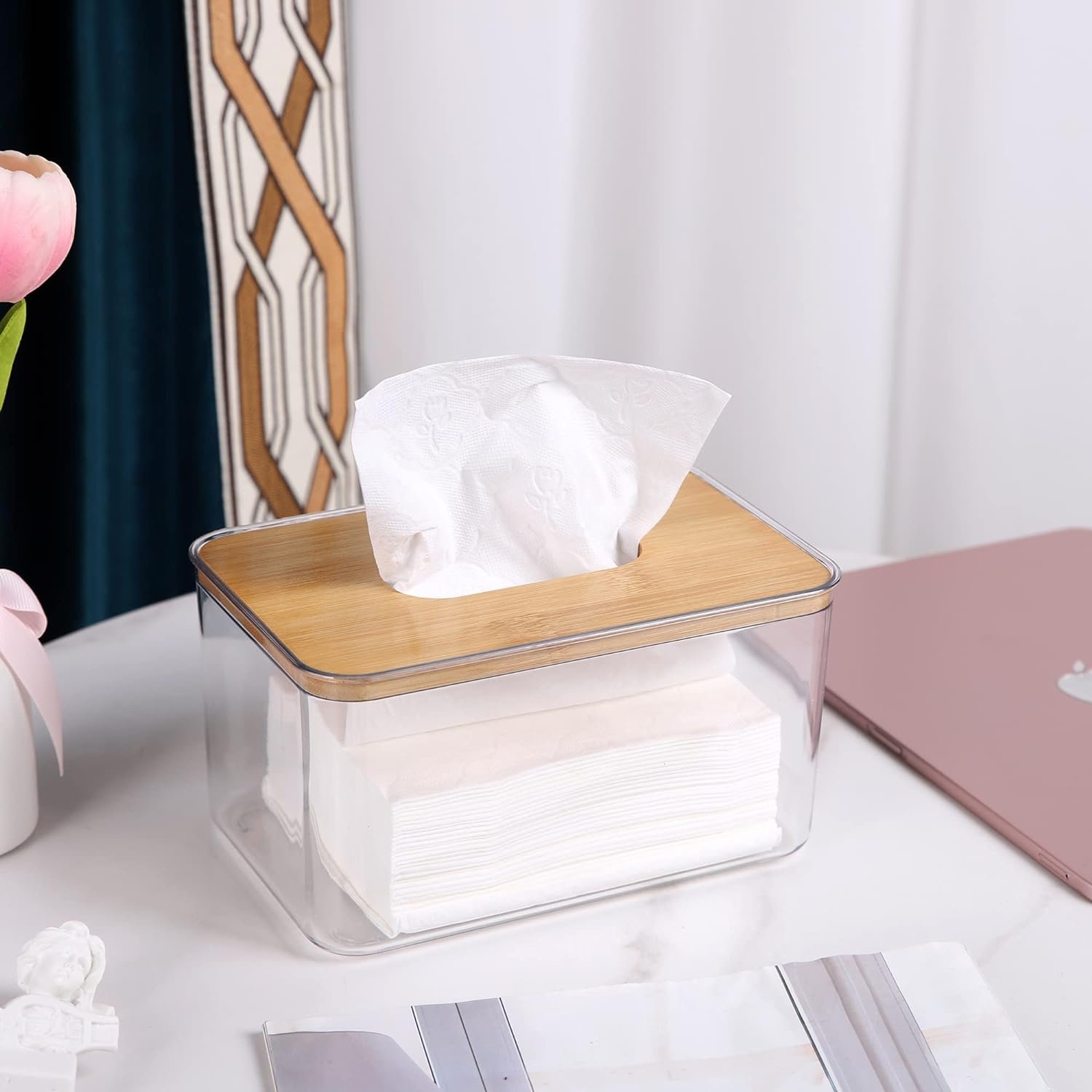 oem odm acrylic tissue box, acrylic dryer sheet holder for laundry room, table clear dryer sheet dispenser rectangular factory & wholesale supplier