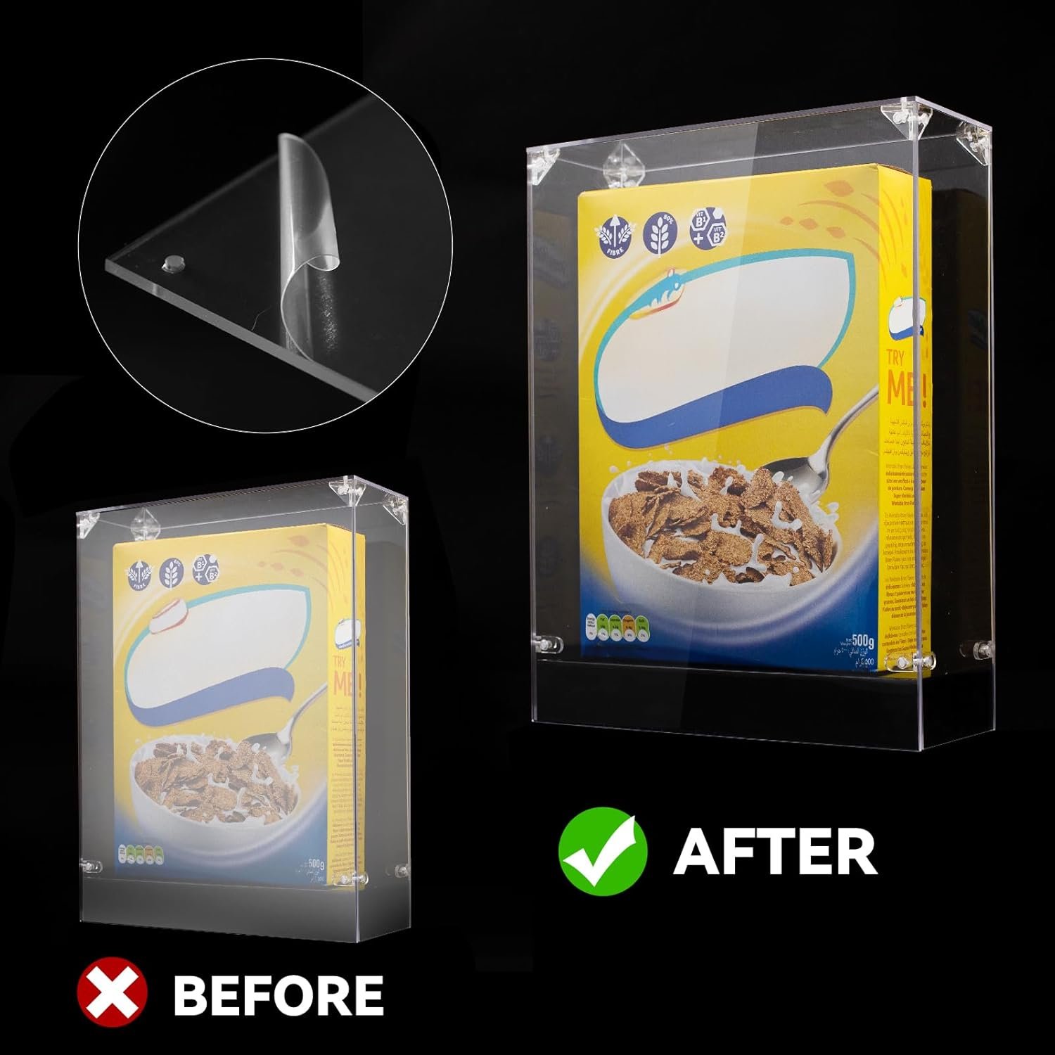 oem odm cereal box display case, 10.6 x 4 x 13.7 clear acrylic display box memorabilia display case & storage sports factory & wholesale supplier