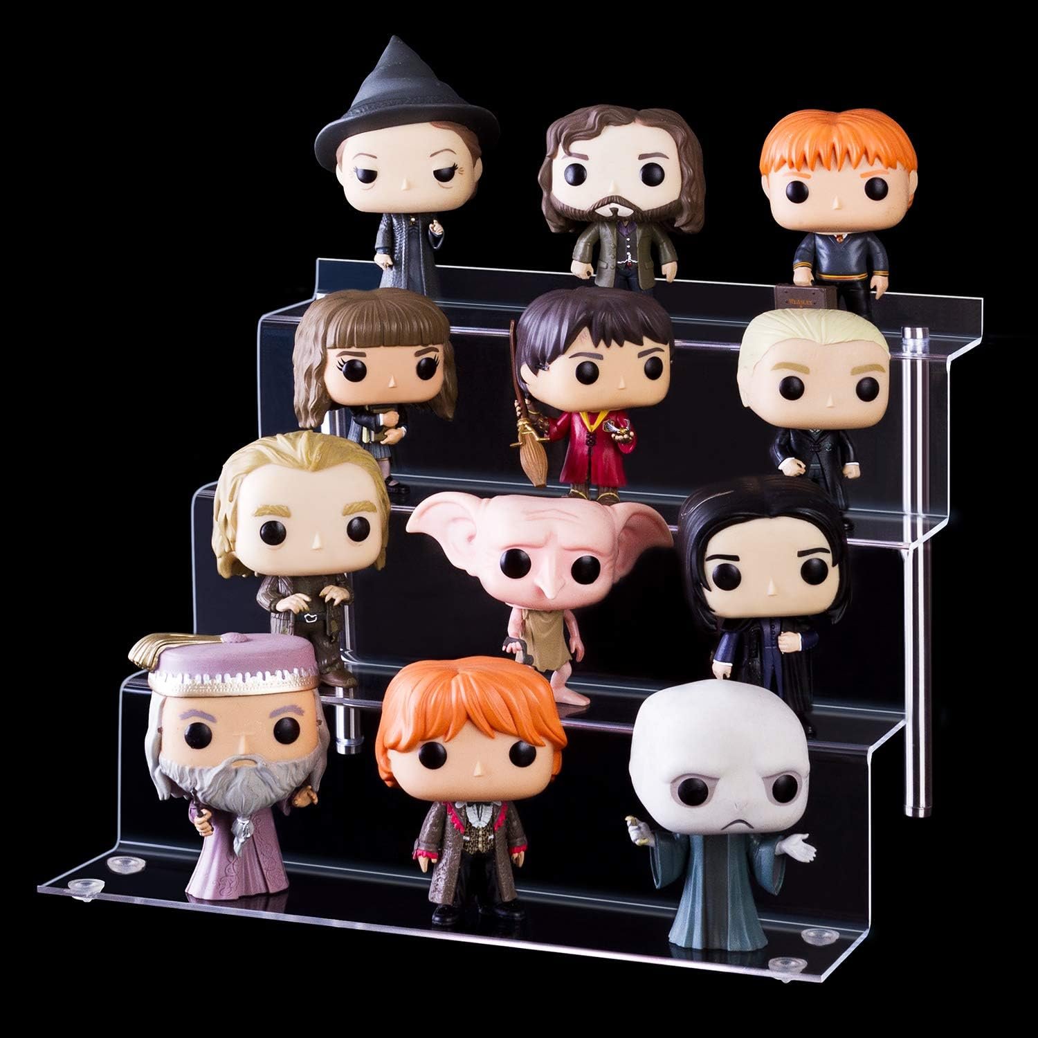 oem odm lilezbox acrylic display risers shelf for pops figures, clear 4-step display stand for display or collection(12 x 9 in) (large-4 pack) factory & wholesale supplier