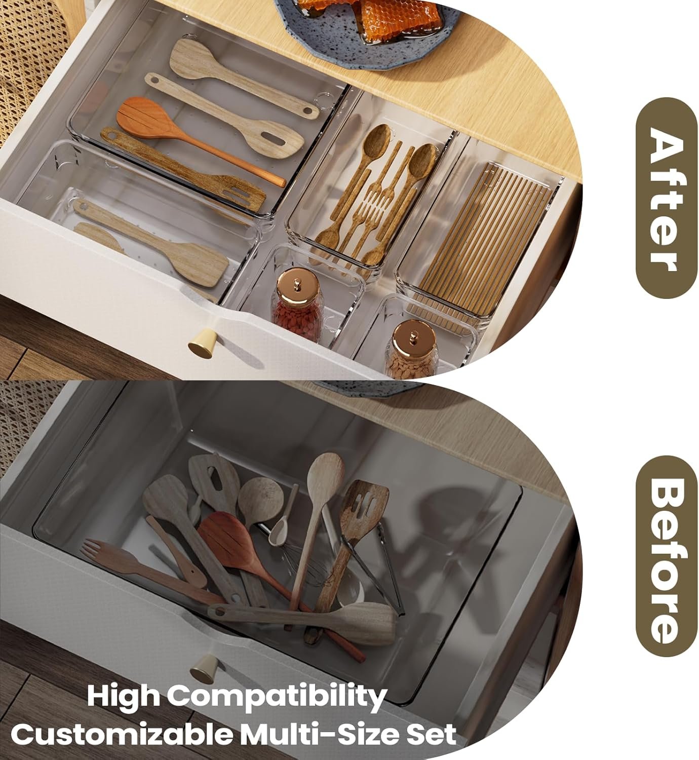 oem odm 21 pcs clear drawer organizer storage bins, 21 piece set, organizers and storage bins for makeup, jewelry, gadgets for kitchen, bedroom, bathroom, office (21) factory & wholesale supplier