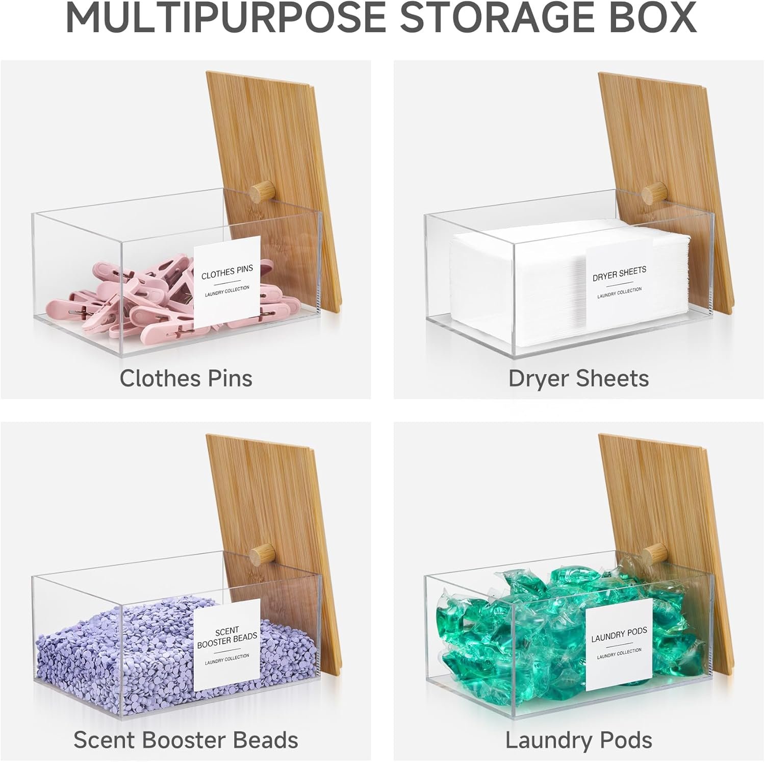 oem odm tipgo acrylic dryer sheet holder with lid, clear laundry sheets container with 27 labels, laundry pods storage for laundry room organization factory & wholesale supplier