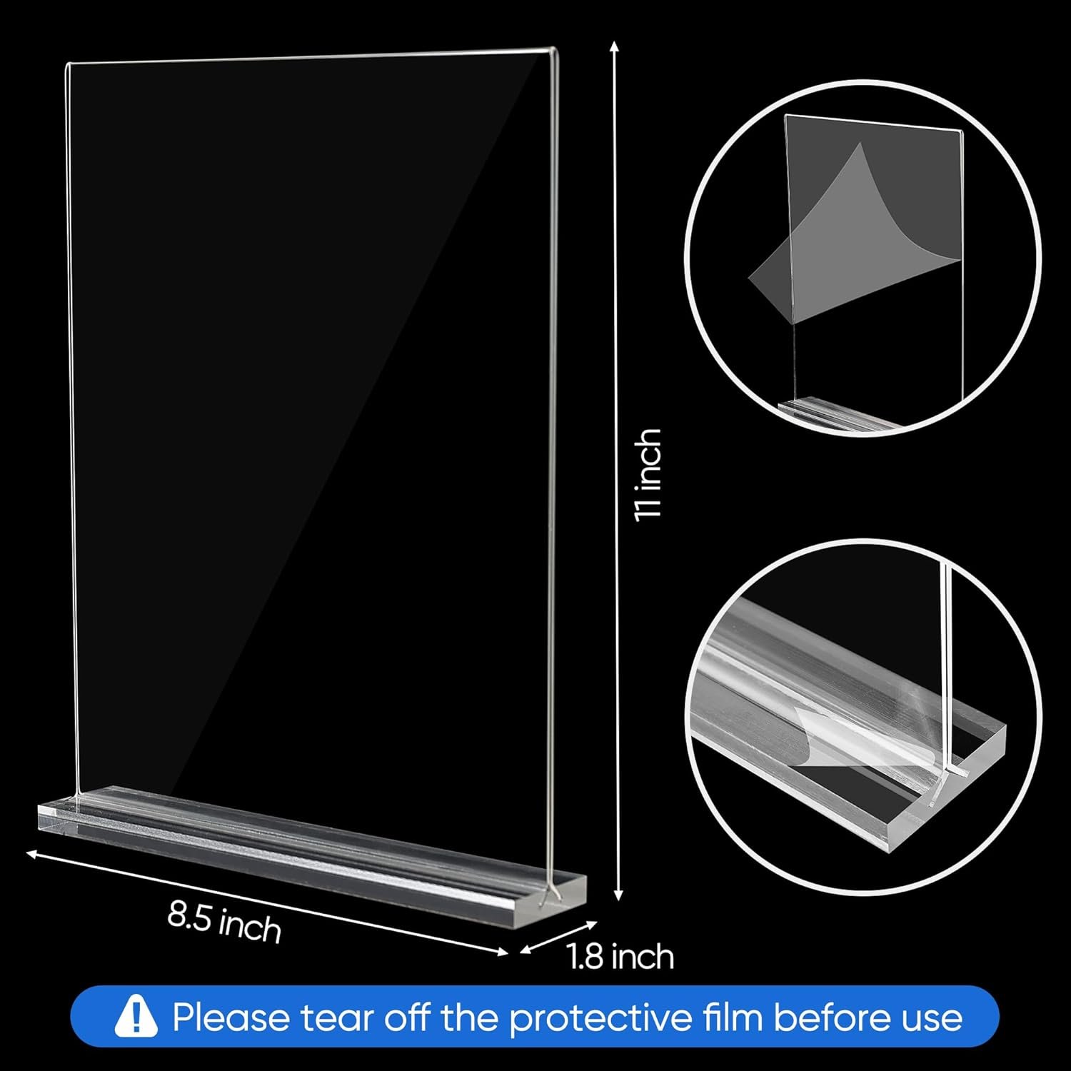 wholesale acrylic sign holder 8.5 x 11, 3 pack clear double side t shape acrylic table sign stands for displaying, flyer holder paper card holder for office business store restaurants factory & supplier oem odm