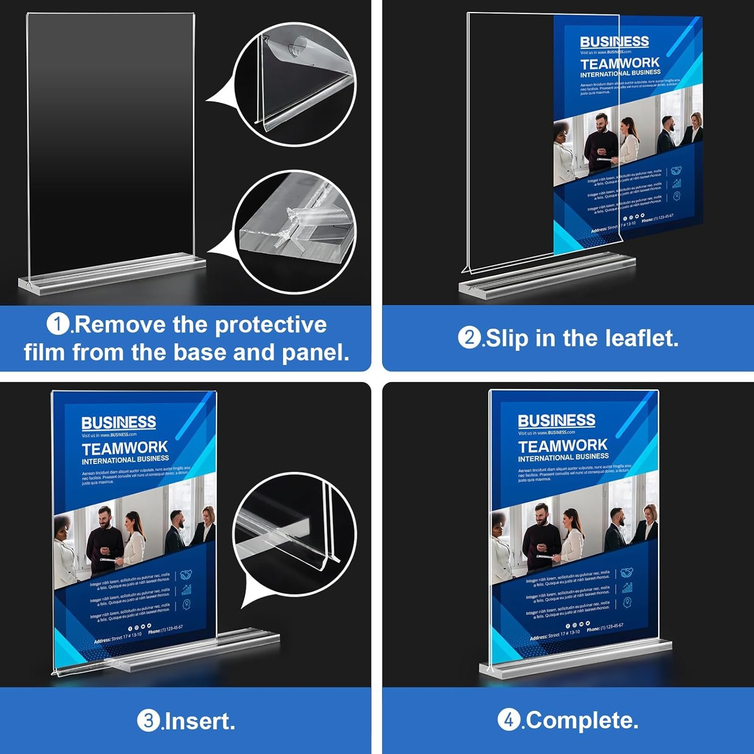 wholesale acrylic sign holder 8.5 x 11,10 pack clear sign holder double sided table menu vertical desktop display stand paper flyer holder tabletop sign holder suitable for restaurants, office, store, hotels factory & supplier oem odm