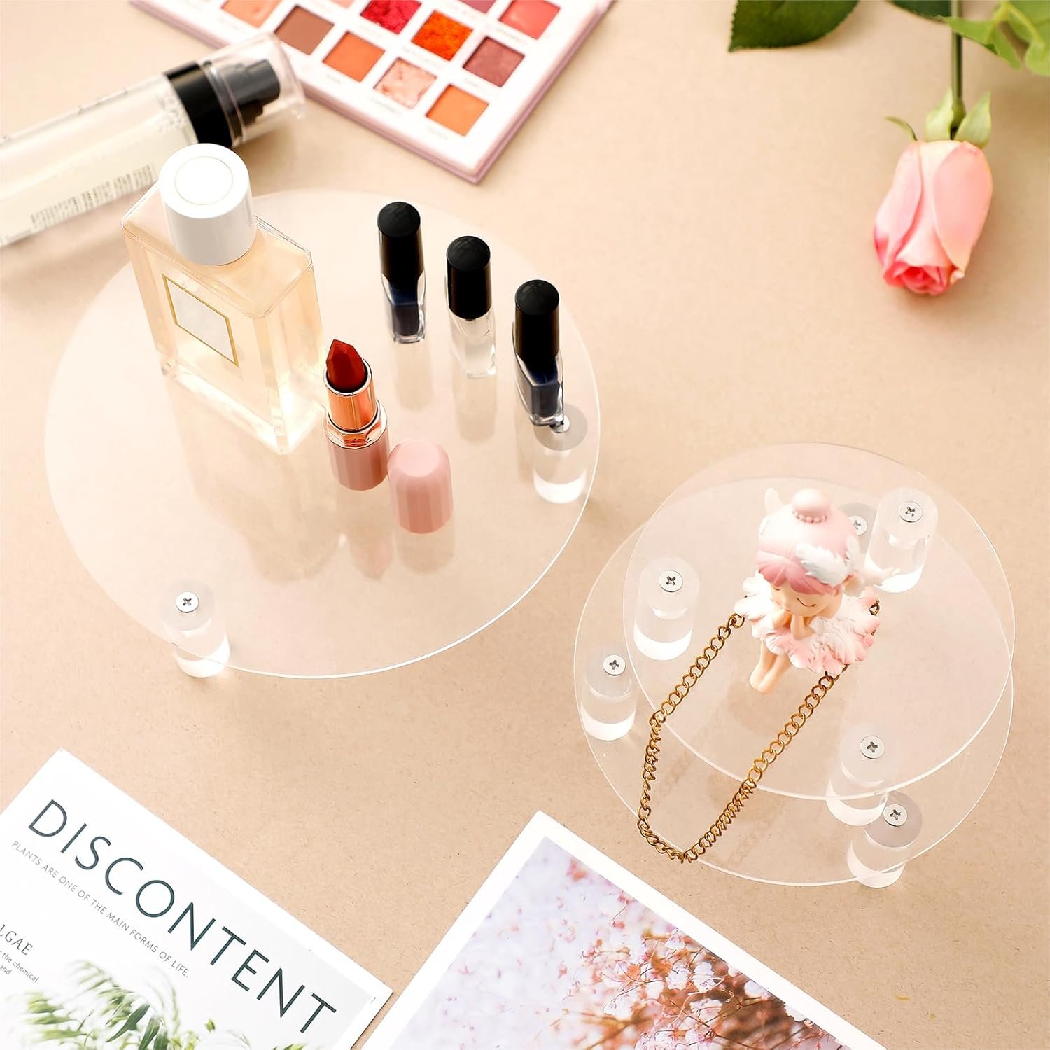 oem odm 3 pcs round acrylic display riser clear round stands clear pedestal riser board for home decor and organizer(5'',6'',8'') factory & wholesale supplier