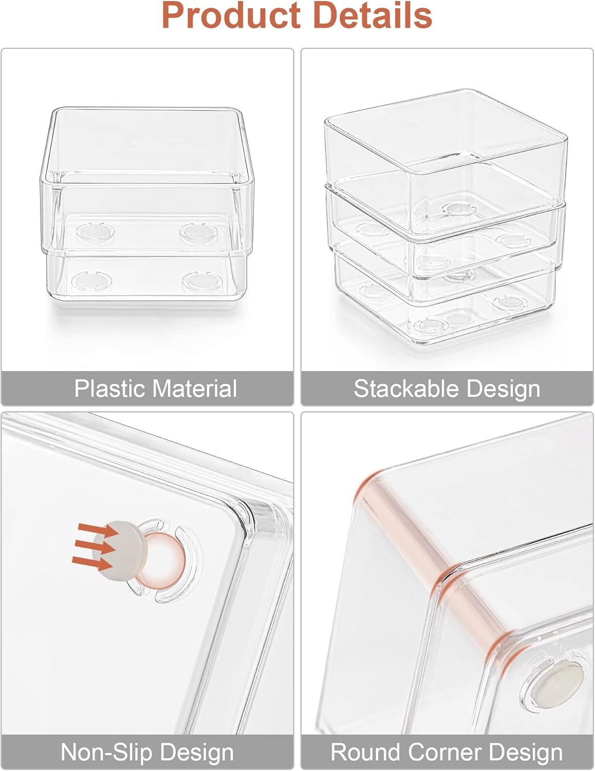 oem odm smartake 22-piece drawer organizer with non-slip silicone pads, 4-size clear desk drawer organizer trays storage tray for makeup, jewelries, utensils in bedroom dresser, office and kitchen, clear factory & wholesale supplier