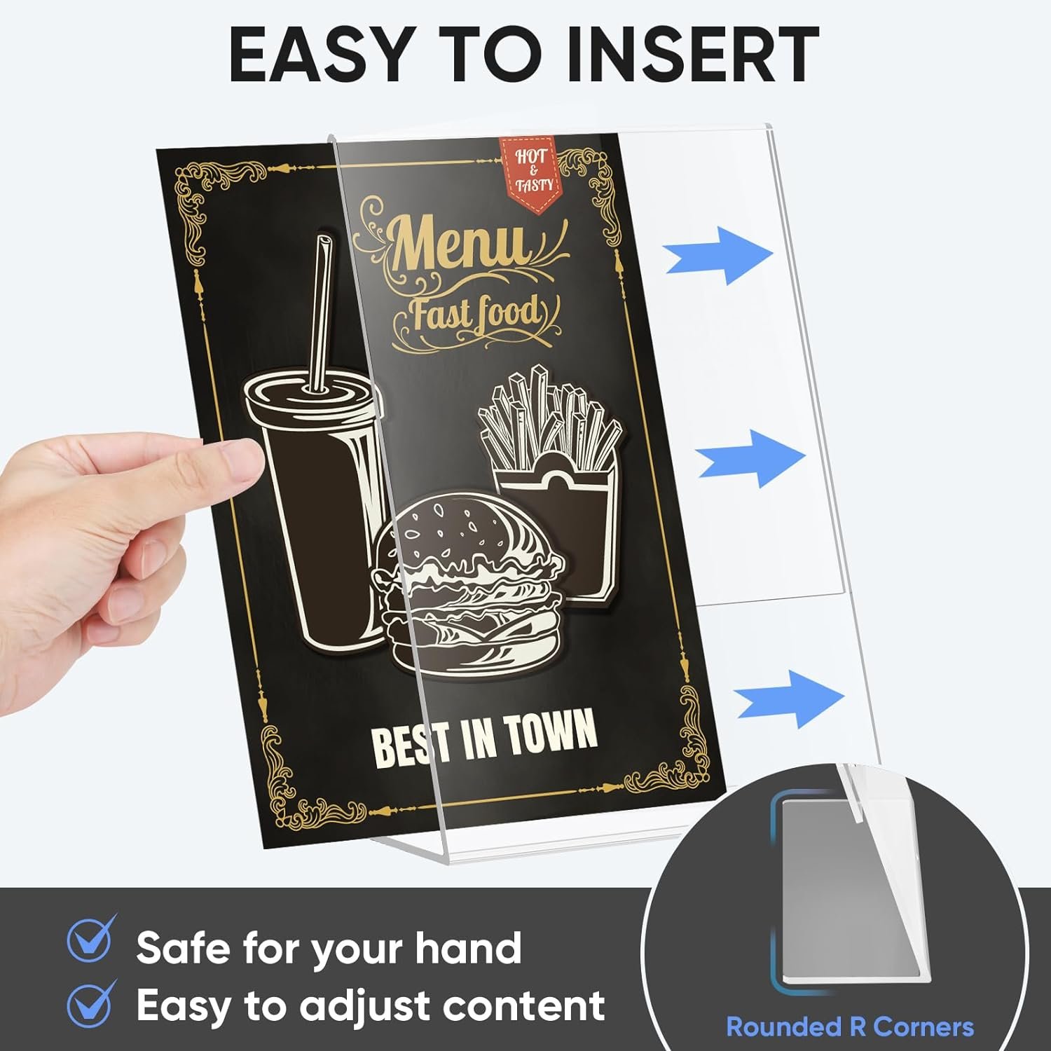 wholesale ticonn 8.5 x 11 acrylic sign holder, l shape clear sign stand for displaying, plastic paper holder for office, store, restaurant (vertical 3 pack) factory & supplier oem odm