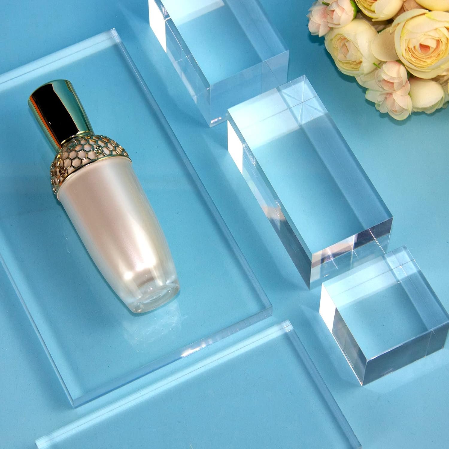 wholesale clear polished acrylic cube cylinder round photo props, transparent solid acrylic display blocks for photography boutique jewelry cosmetic crafts closet show, 4 pcs (transparent cube) factory & supplier oem odm