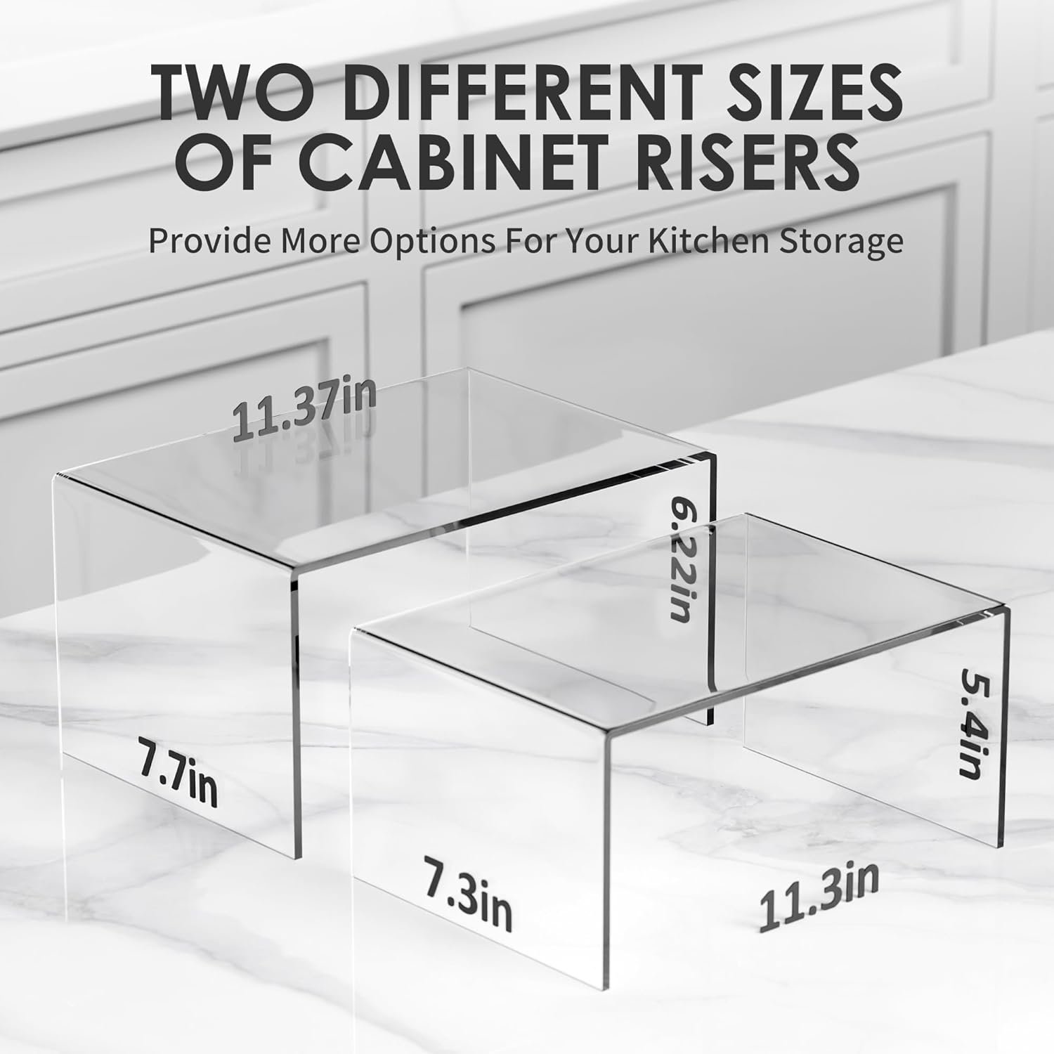 oem odm acrylic cabinet shelf riser set of 4, heavy-duty kitchen organizers with non-slip pads, clear countertop spice shelves for pantry storage & cabinet decor factory & wholesale supplier