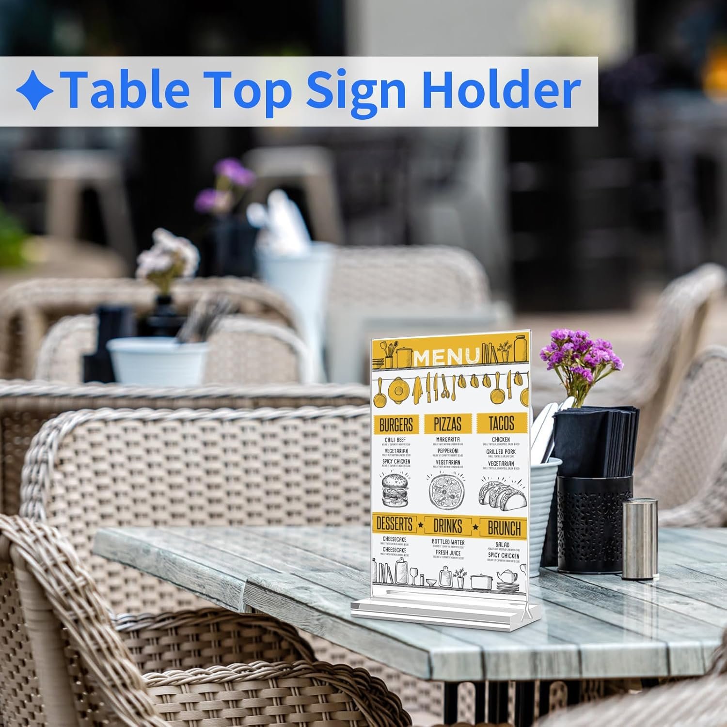 wholesale acrylic sign holder 5x7，3 pack vertical clear display stand，double-sided table top sign holder，acrylic paper display stand suitable for office, home, show fair, restaurants, stores, hotels factory & supplier oem odm