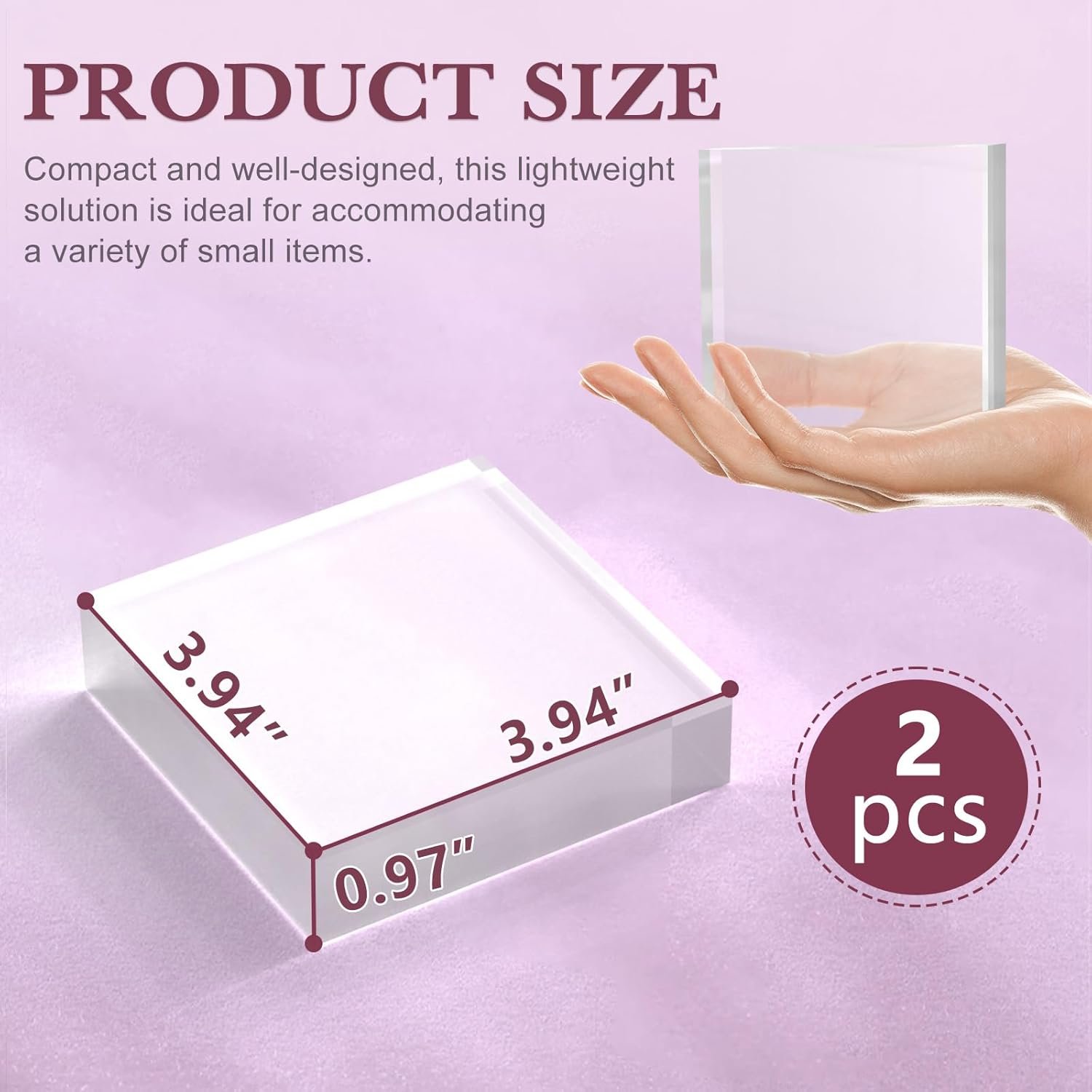 oem odm acrylic base stand 2 pieces acrylic blocks for display 4 x 4 x 1 inch clear polished block square cube riser display pedestal stands for jewelry perfume ring collection props cake factory & wholesale supplier