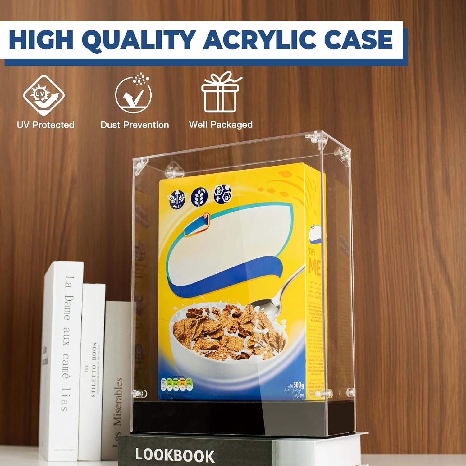 oem odm cereal box display case, 10.6 x 4 x 13.7 clear acrylic display box memorabilia display case & storage sports factory & wholesale supplier