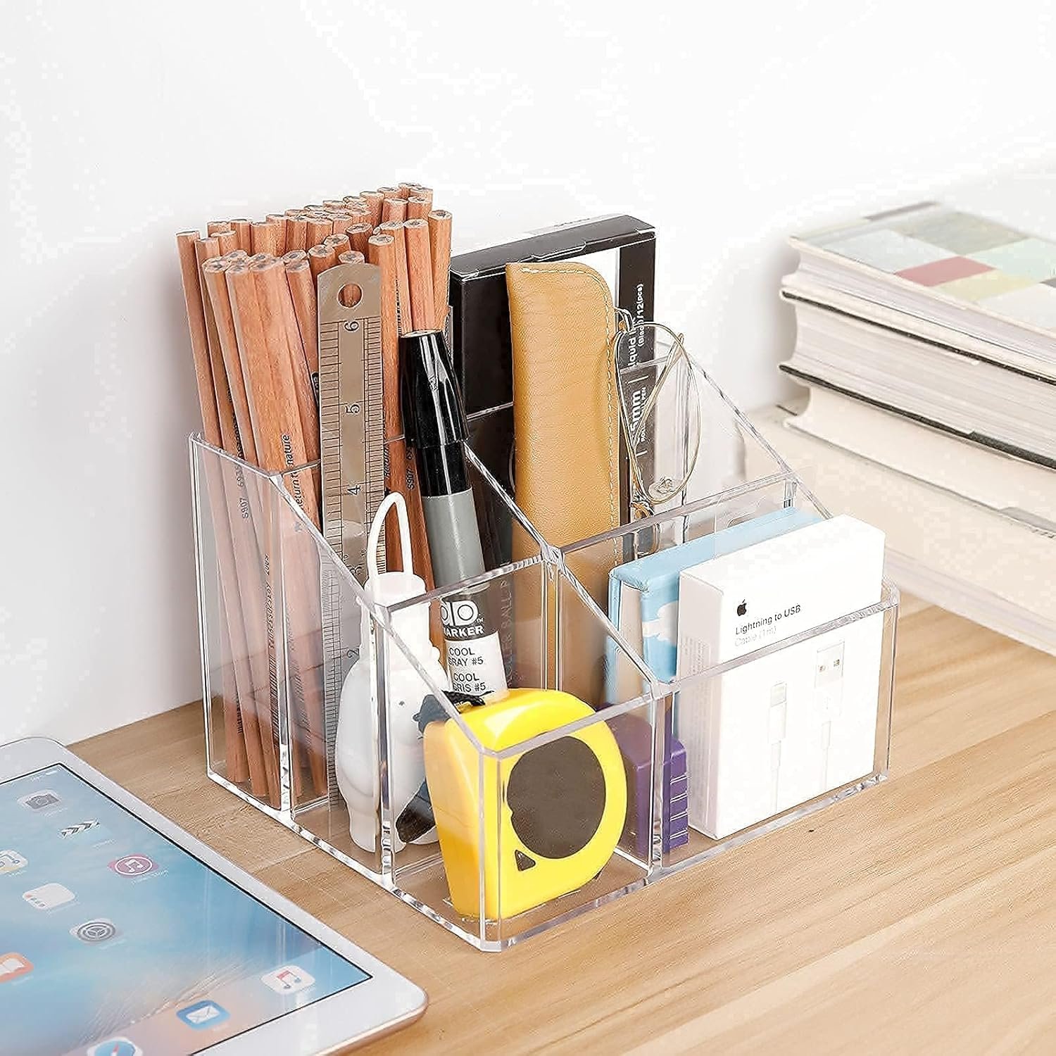 oem odm yesesion clear pen holder, pen organizer for desk, pencil cup for home office, school supplies, art stationery, desktop storage and accessorizes for card, marker, remote control factory & wholesale supplier