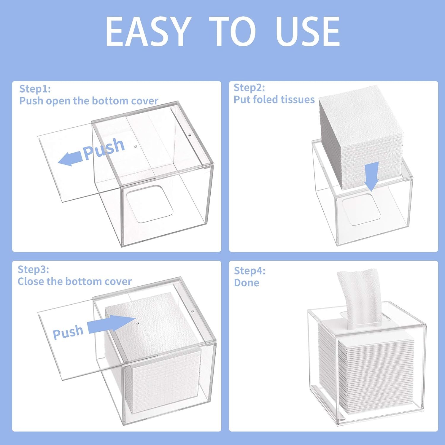 oem odm hiimiei acrylic tissue box cover 5.4x5.4x5.4'' clear tissue holder napkin dispenser for home office restaurant-clear factory & wholesale supplier
