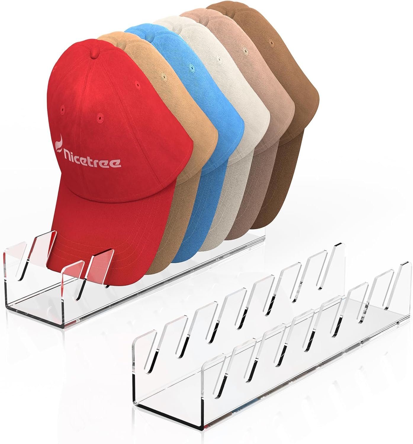 oem odm nicetree hat organizer for baseball caps, 2 pcs no install acrylic hat racks for 14 baseball caps storage, hat stand for baseball caps display and organizer for dresser, bedroom, closet, office factory & wholesale supplier