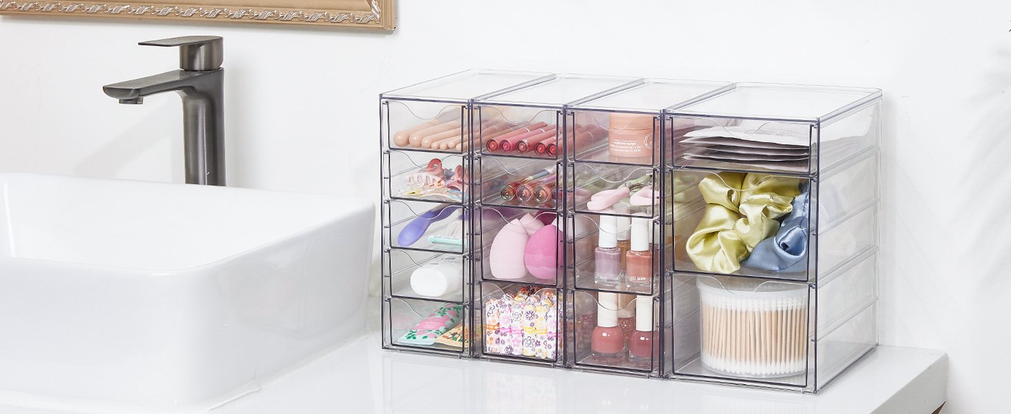 oem odm vtopmart acrylic organizer with 16 drawers (4 set),clear storage drawers for office supplies,desk organization and storage for makeup,jewelry,art crafts factory & wholesale supplier