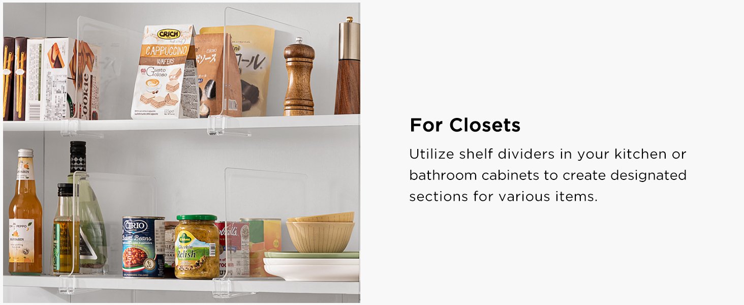 oem odm hblife 6 pack closet organizers and storage, clear shelf dividers, vertical purse organizer for closet perfect for sweater, shirts, handbags in bedroom and kitchen, acrylic bookshelf for organization factory & wholesale supplier