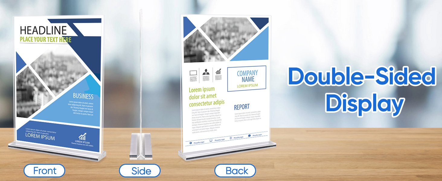 wholesale acrylic sign holder 8.5 x 11, 3 pack clear double side t shape acrylic table sign stands for displaying, flyer holder paper card holder for office business store restaurants factory & supplier oem odm