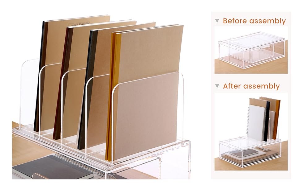 oem odm desk organizers and accessories, acrylic desk organizer with drawer, office supplies organization storage, clear acrylic file organizer for desk - 1 pack factory & wholesale supplier