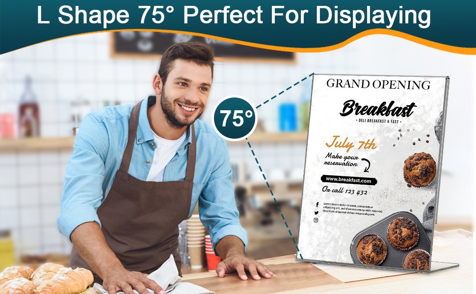 wholesale 12 pack acrylic sign holder 8.5x11 inches, clear plastic table paper display stand, l-shape vertical menu holder stand, clear picture photo flyer display stand for restaurants, store, office desktop factory & supplier oem odm