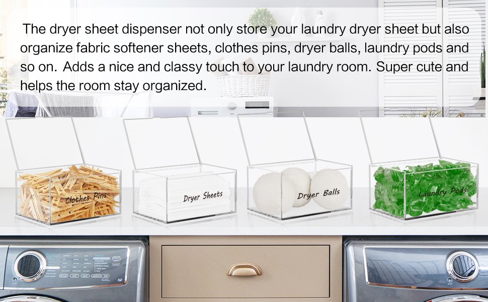 oem odm simetufy dryer sheet holder for laundry room, acrylic laundry clear dryer sheets dispenser container box with lid for organizing fabric dry sheet, laundry pods factory & wholesale supplier