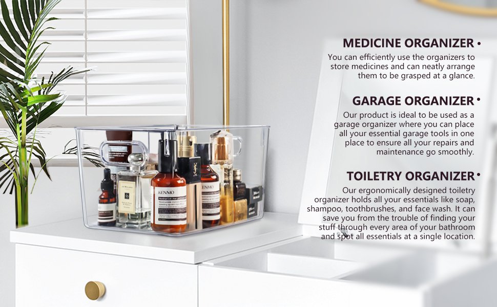 oem odm set of 8 clear plastic storage bins, pantry organization and storage, transparent, plastic, 4 small + 4 large factory & wholesale supplier