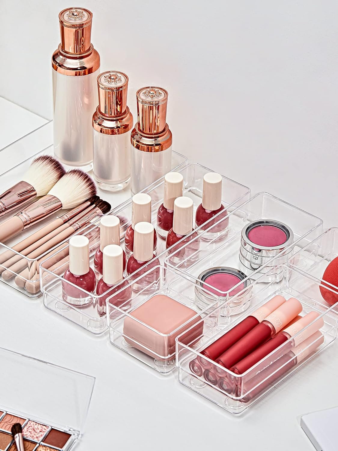 oem odm smartake 22-piece drawer organizer with non-slip silicone pads, 4-size clear desk drawer organizer trays storage tray for makeup, jewelries, utensils in bedroom dresser, office and kitchen, clear factory & wholesale supplier