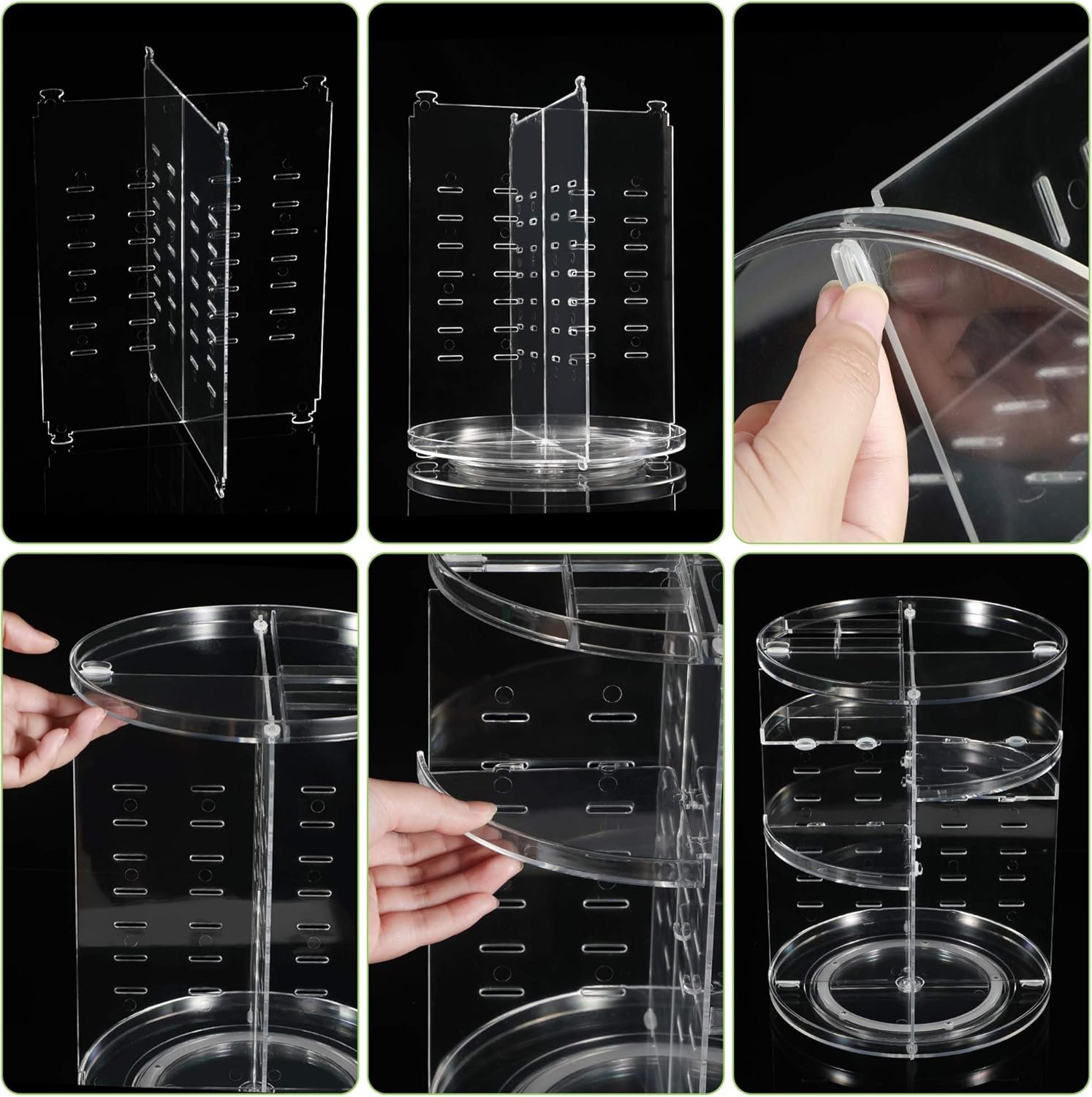 oem odm coyaho 360 rotating makeup organizer, spinning countertop, cosmetic holder shelf, make up organizers and storage for bedroom, transparent factory & wholesale supplier