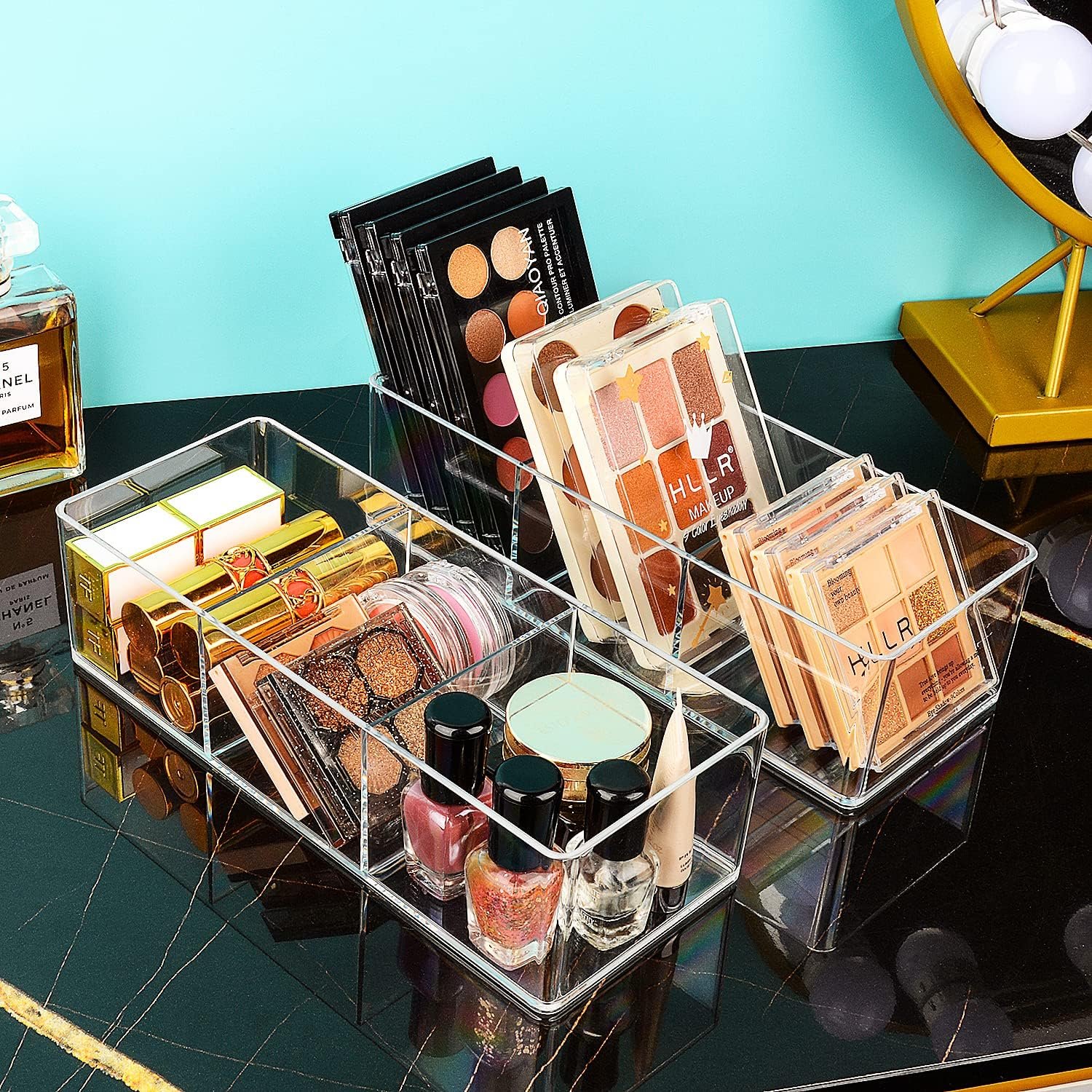 oem odm jesslab acrylic organizer, 3 cube sections makeup storage box for drawer, vanity, countertop, bathroom, kitchen cabinet and home organization factory & wholesale supplier