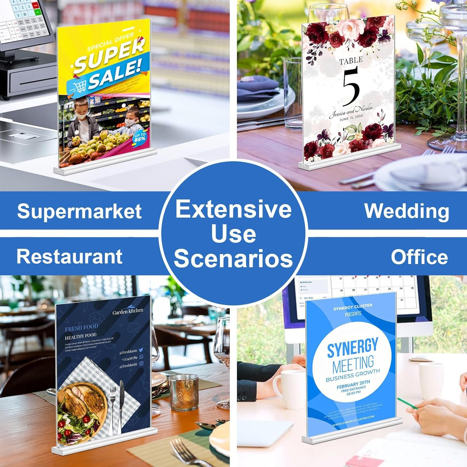 wholesale acrylic sign holder 8.5 x 11,10 pack clear sign holder double sided table menu vertical desktop display stand paper flyer holder tabletop sign holder suitable for restaurants, office, store, hotels factory & supplier oem odm